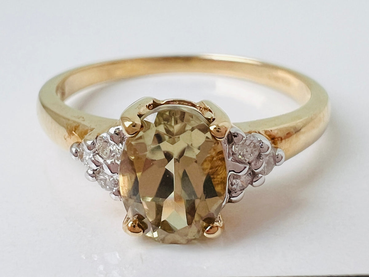 9ct Gold Csarite & Diamond Ring