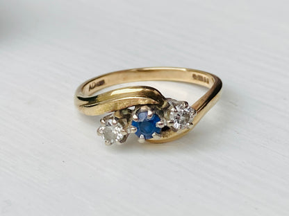 9ct Gold Sapphire & Diamond Ring