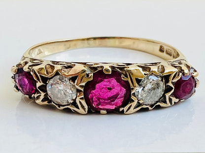 Vintage 9ct Gold Ruby & Diamond Ring
