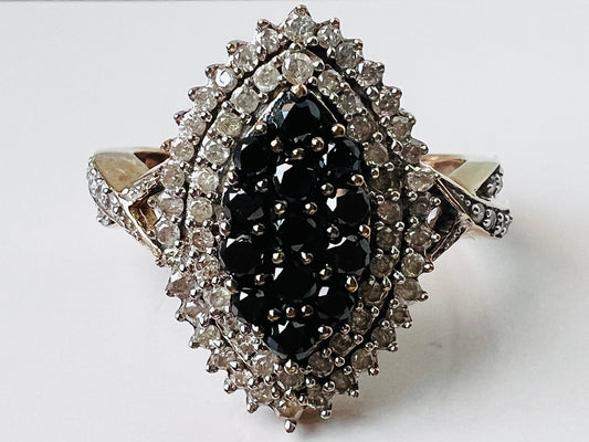 9ct Gold Black & White Diamond Ring