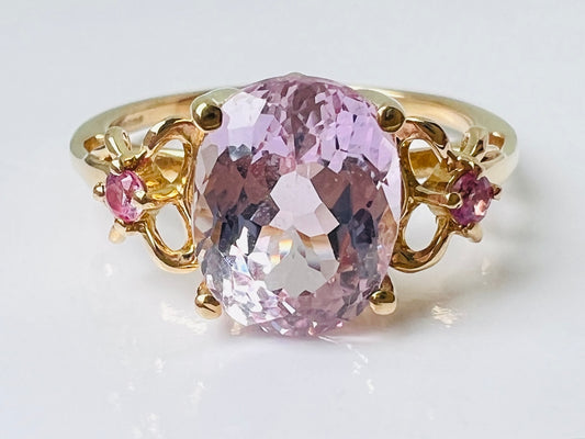 9ct Gold Pink Topaz & Pink Sapphire Ring