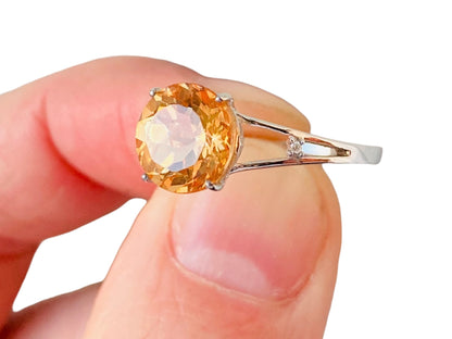 9ct Gold Orange Topaz & Diamond Ring