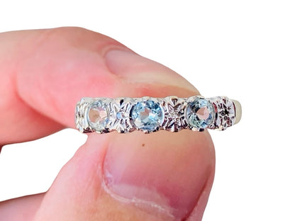 9ct Gold Aquamarine & Diamond Ring