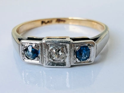 Antique 18ct Gold & Platinum Sapphire & Diamond Ring