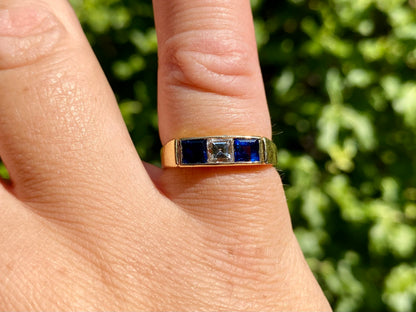 Vintage 18ct Gold Sapphire & Diamond Ring