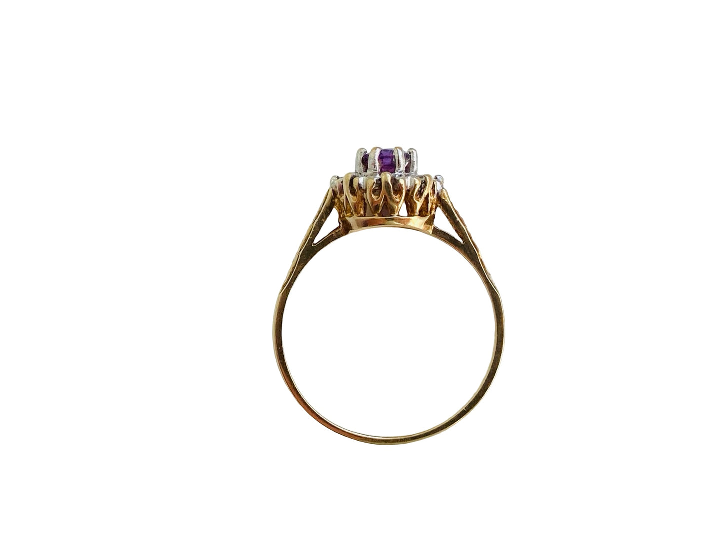 9ct Gold Amethyst & Diamond Ring