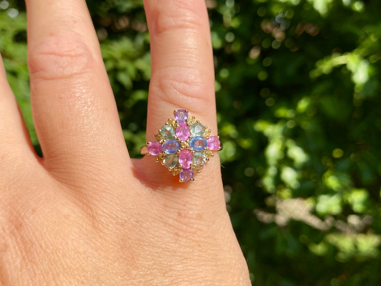 9ct Gold Multi-Coloured Sapphire Ring
