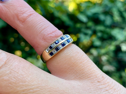 Vintage 9ct Gold Sapphire & Diamond Ring