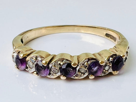 9ct Gold Amethyst & Diamond Ring
