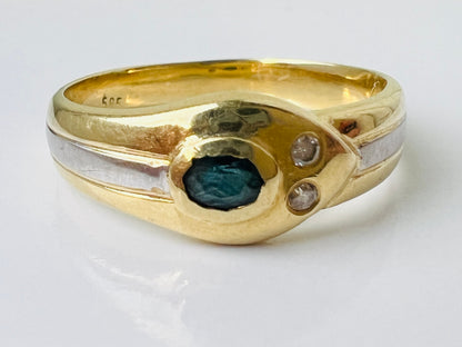 14ct Gold Sapphire & Diamond Snake Ring