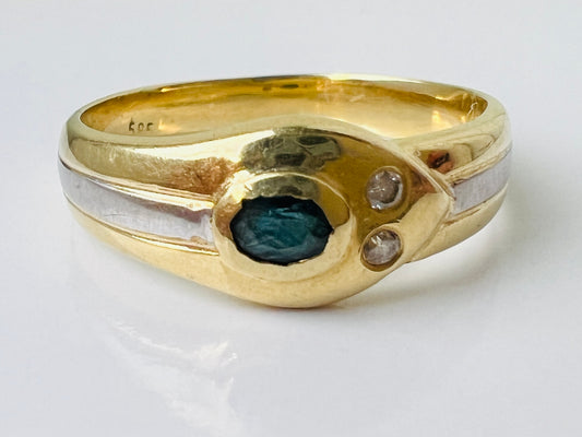 14ct Gold Sapphire & Diamond Snake Ring