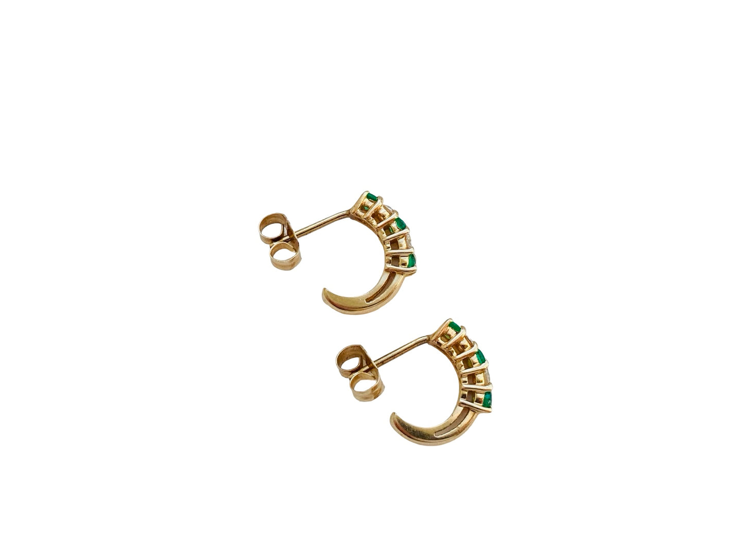 14ct Gold Emerald & Diamond Earrings