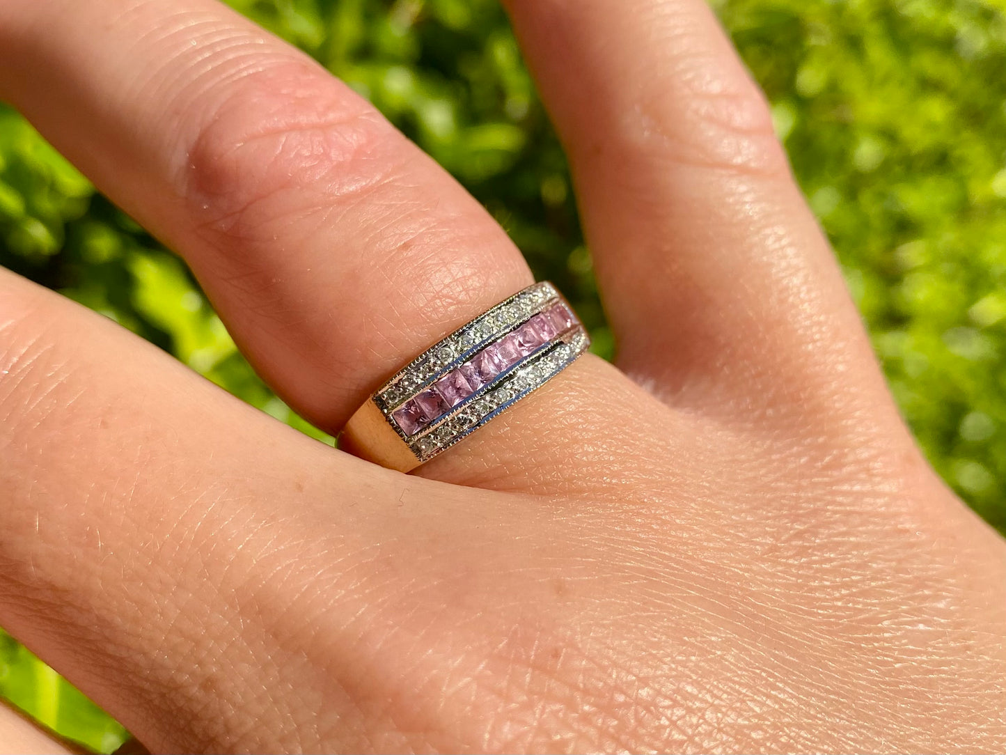 9ct Gold Pink Sapphire & Diamond Ring