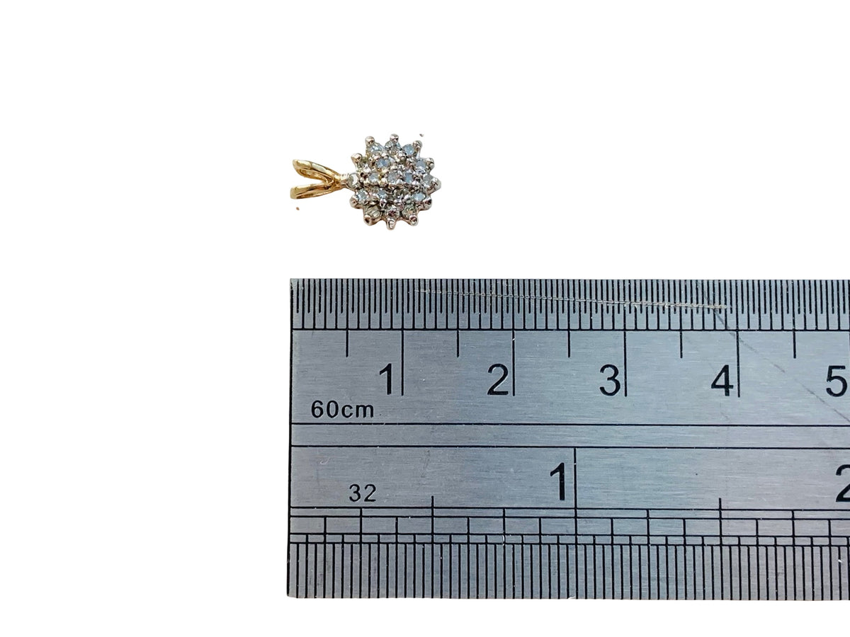 9ct Gold Diamond Cluster Pendant