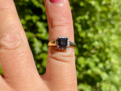 Vintage 9ct Gold Sapphire & Diamond Ring