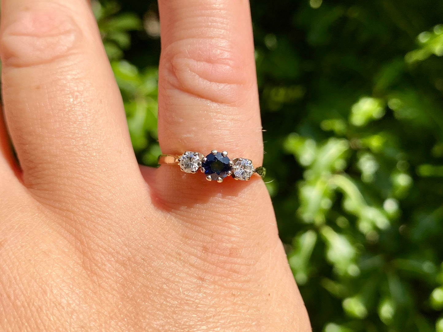18ct Gold Sapphire & Diamond Trilogy Ring