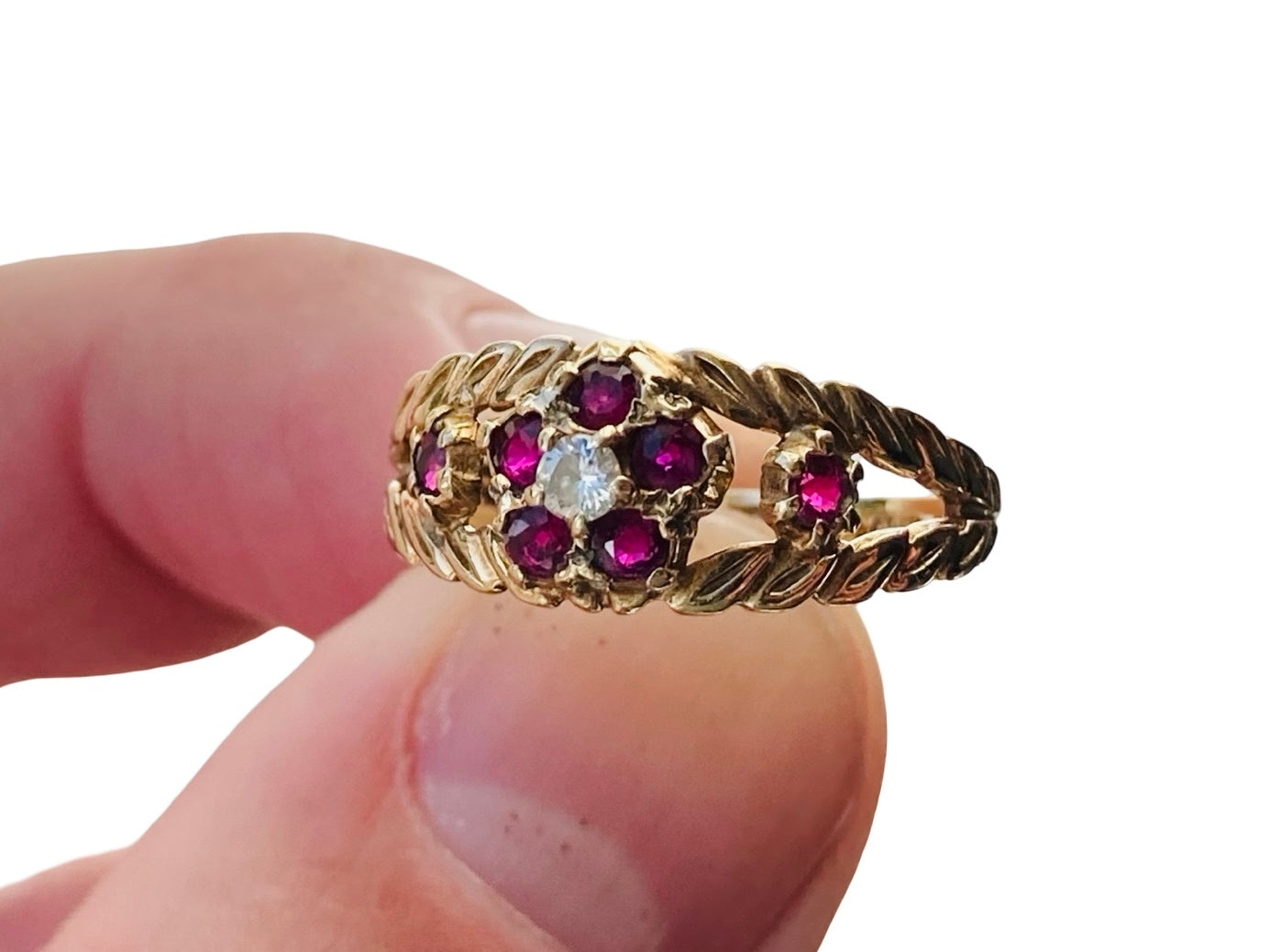 Vintage 9ct Gold Ruby & Diamond Ring