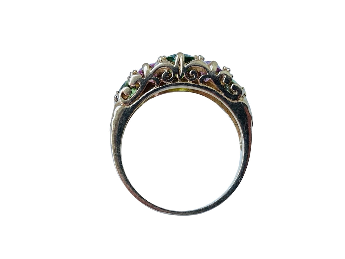 9ct Gold Peridot & Pink Tourmaline Ring
