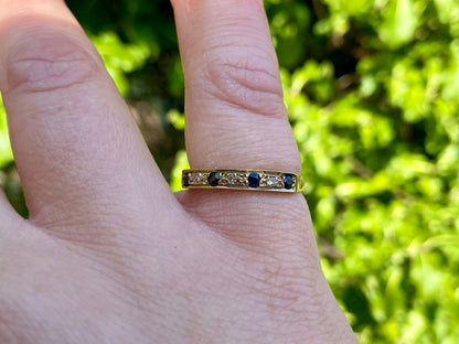 Vintage 9ct Gold Sapphire & Diamond Ring