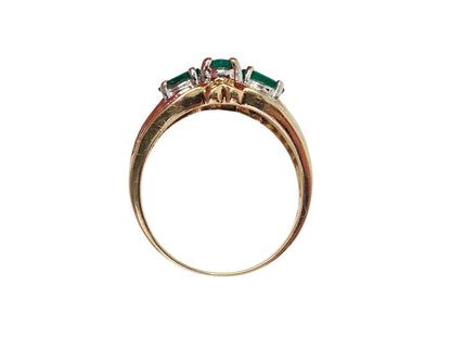 9ct Gold Emerald & Diamond Ring