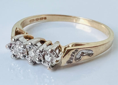 9ct Gold Diamond Footprints Ring
