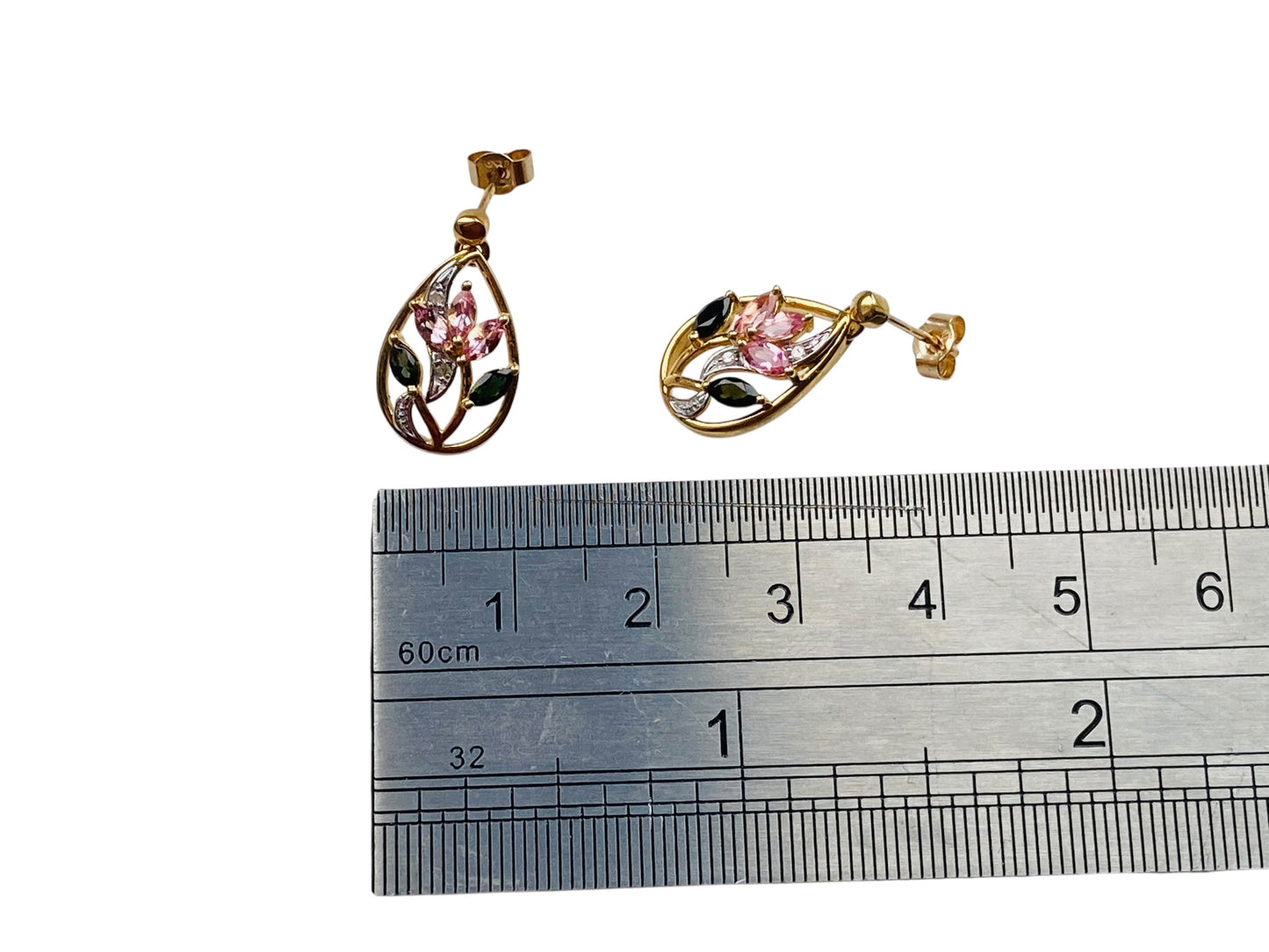 9ct Gold Tourmaline & Diamond Earrings