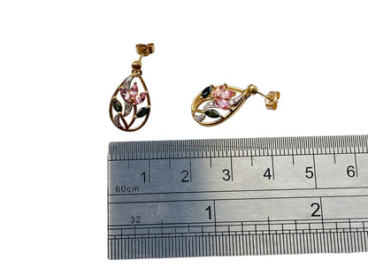 9ct Gold Tourmaline & Diamond Earrings
