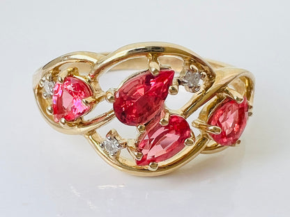 9ct Gold Pink Topaz & Diamond Ring