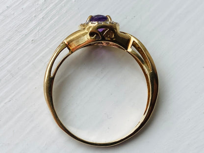 9ct Gold Amethyst & Diamond Ring