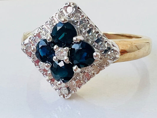 9ct Gold Sapphire & Diamond Ring