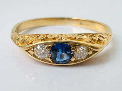 Antique 18ct Gold Sapphire & Diamond Ring