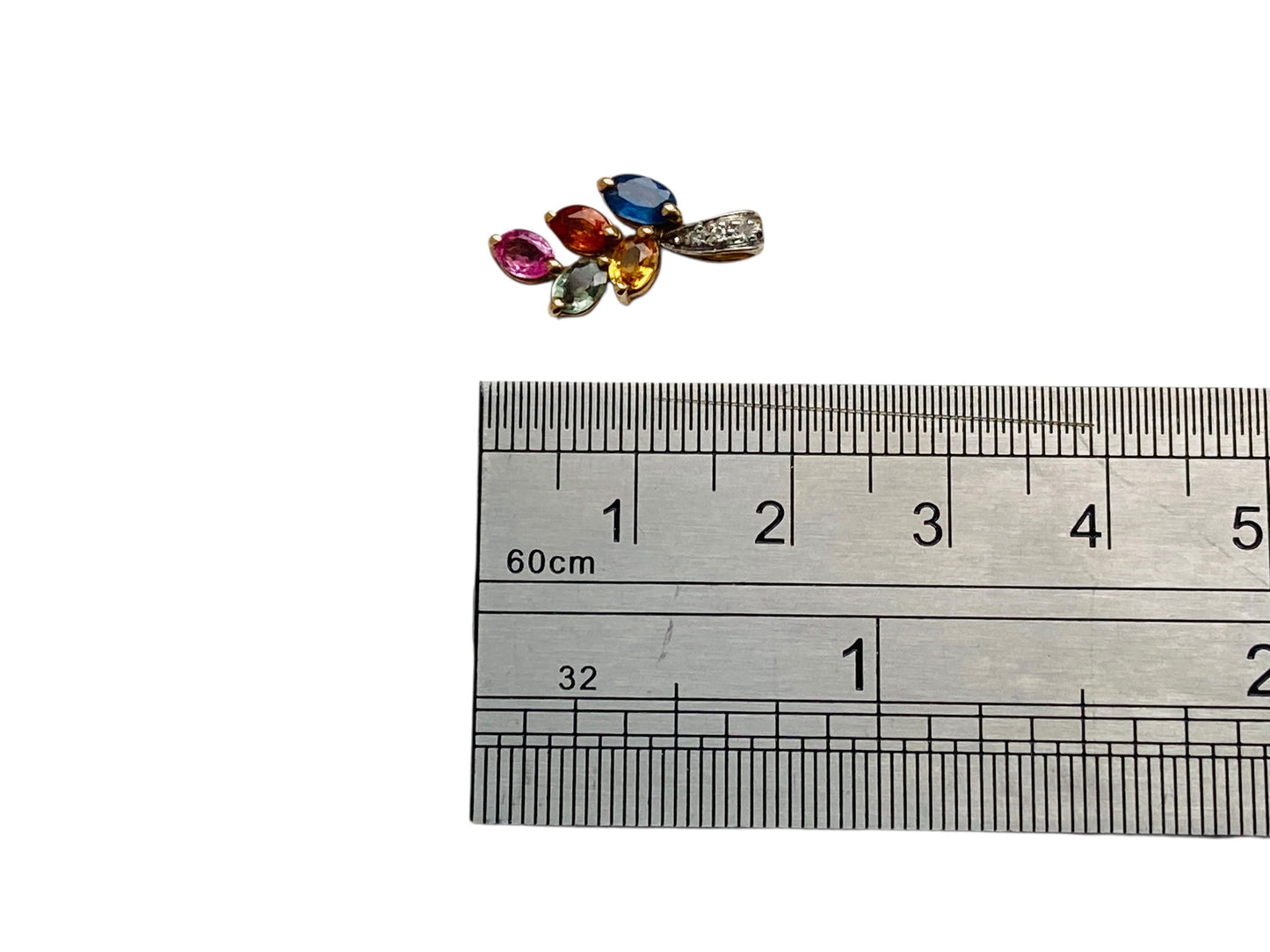 9ct Gold Multi-Sapphire & Diamond Pendant