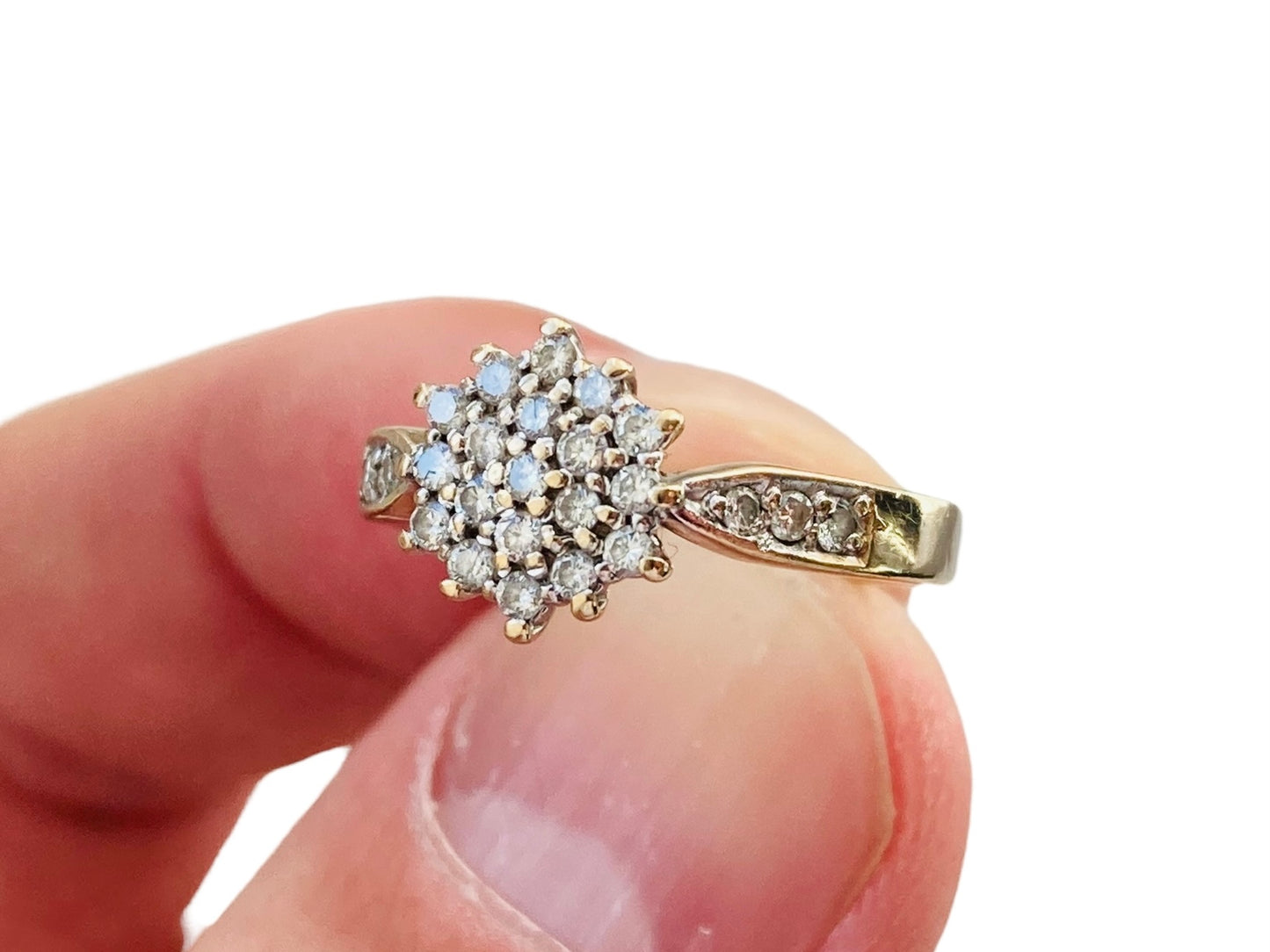 Vintage 9ct Gold Diamond Cluster Ring