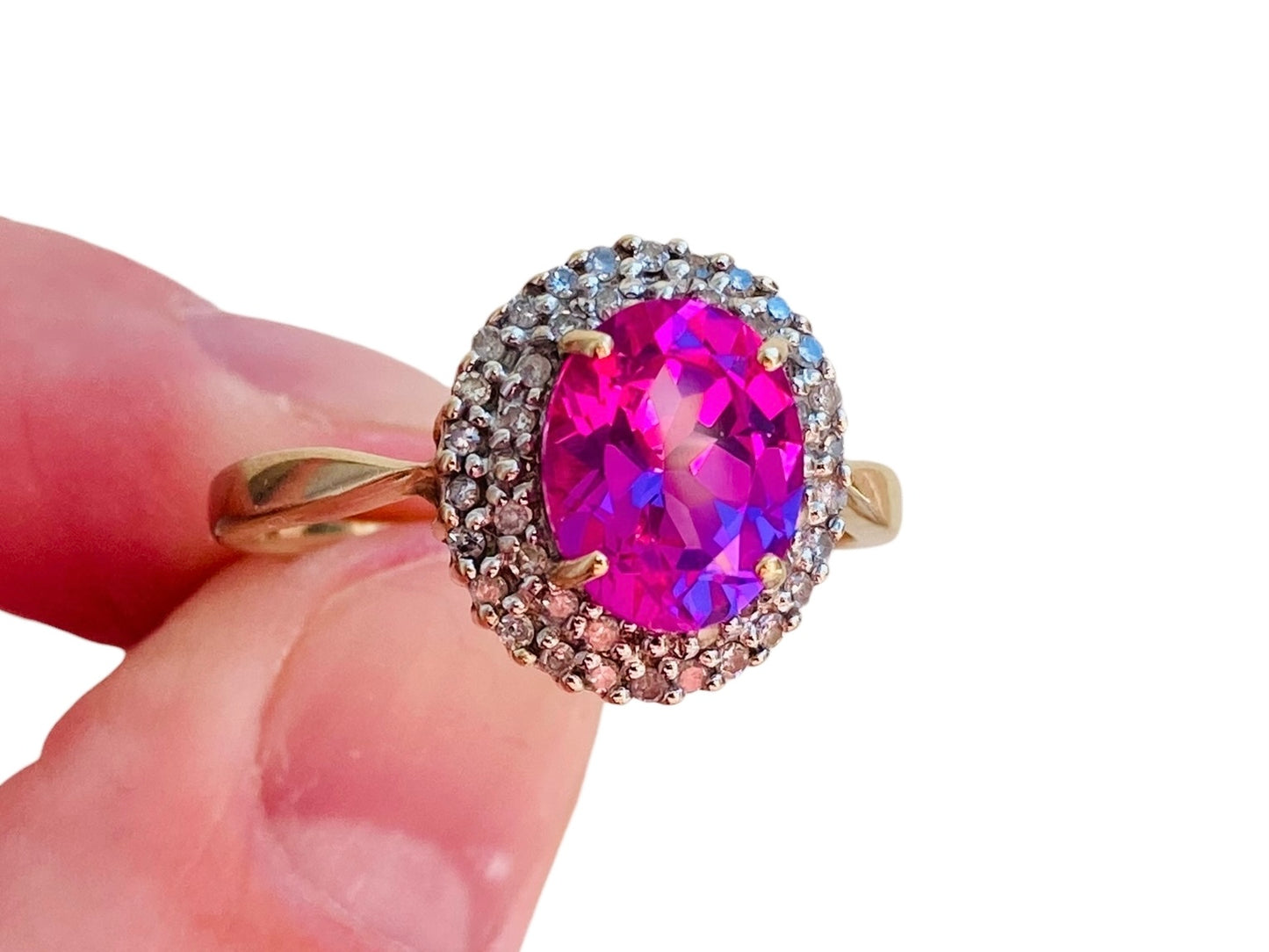 9ct Gold Pink Sapphire & Diamond Ring