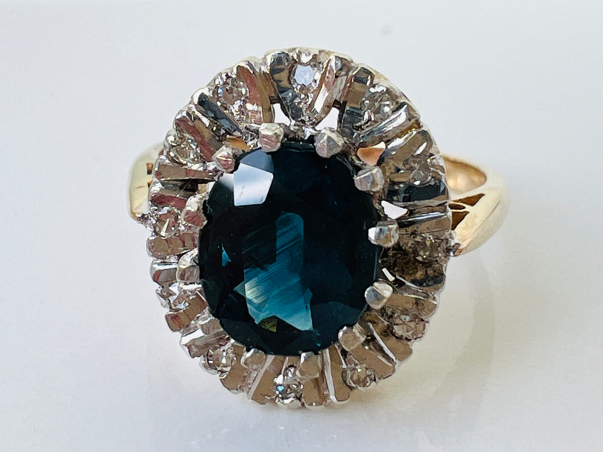 Vintage 9ct Gold Sapphire & Diamond Ring