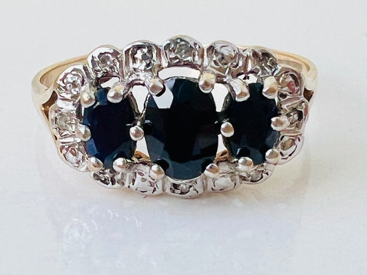 9ct Gold Sapphire & Diamond Ring