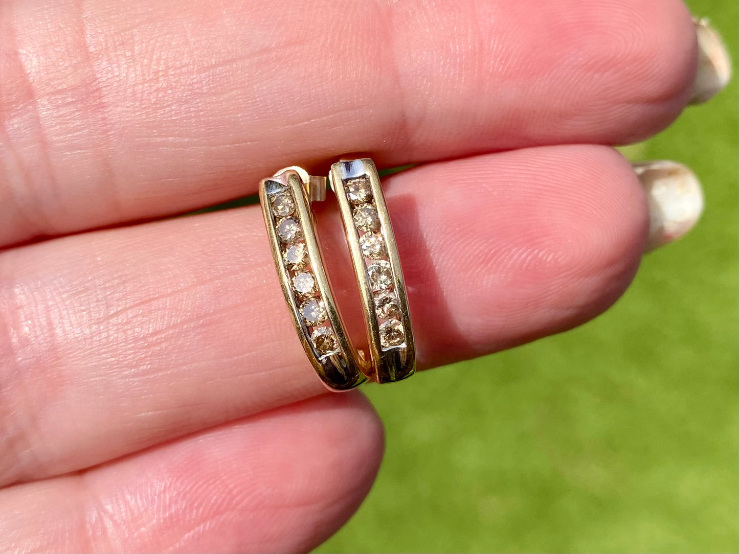 9ct Gold Champagne Diamond Earrings