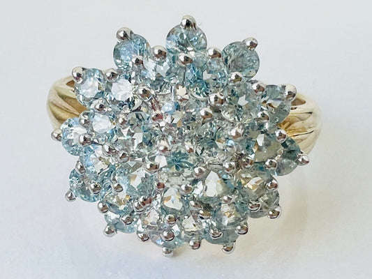 9ct Gold Aquamarine Cluster Ring