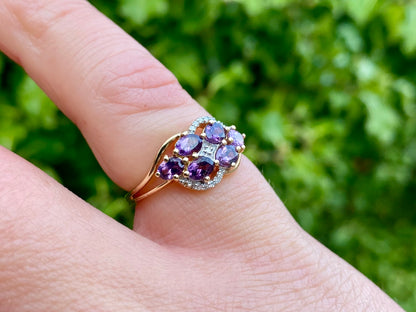 9ct Gold Purple Spinel & Diamond Ring