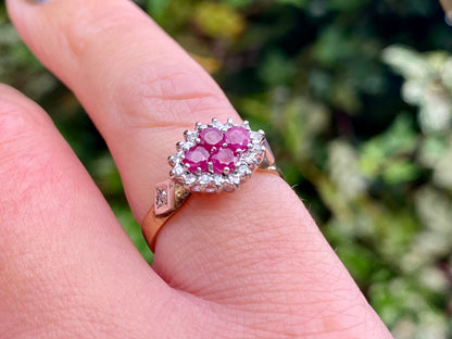 Vintage 9ct Gold Ruby & Diamond Ring