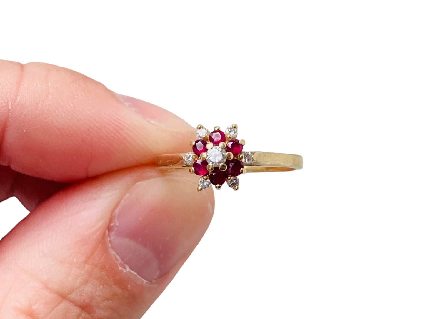 Vintage 9ct Gold Ruby & Diamond Ring