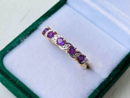 9ct Gold Amethyst & Diamond Ring