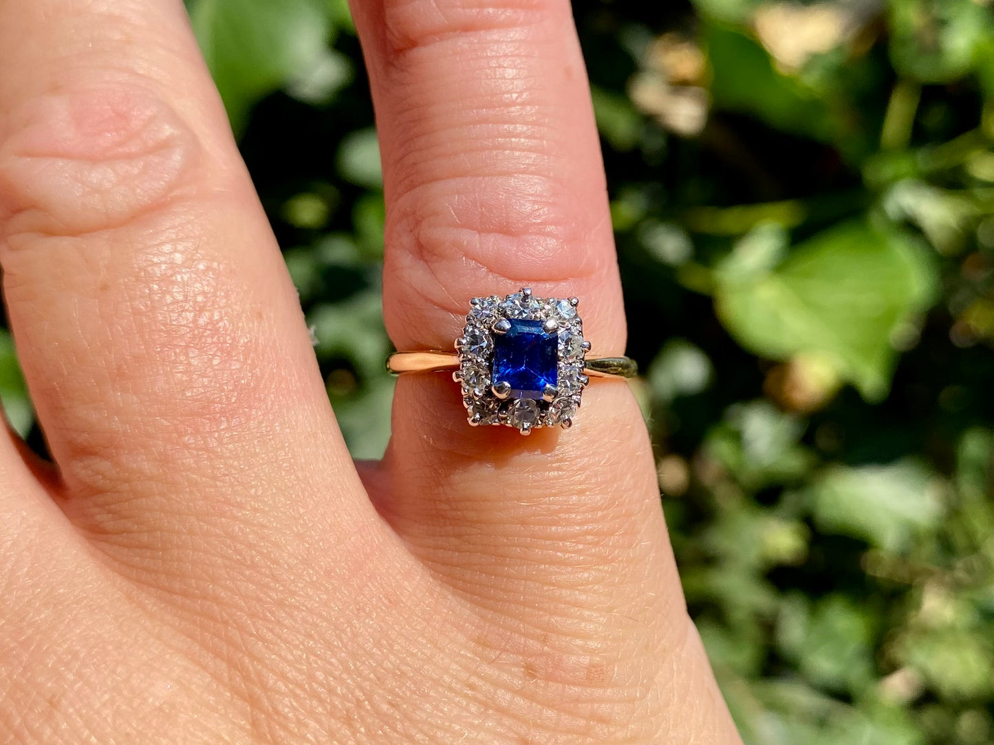 Antique 18ct Gold & Platinum Sapphire & Diamond Ring