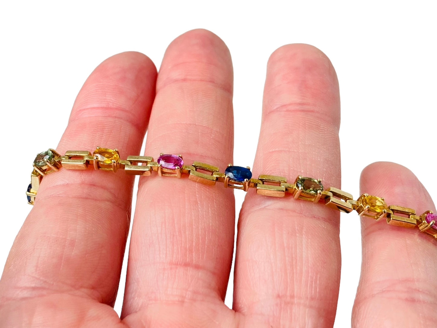 9ct Gold Multi Coloured Sapphire Bracelet