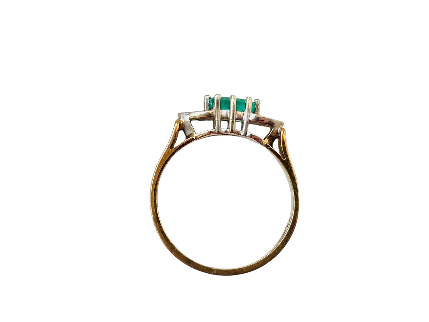 Vintage 9ct Gold Emerald & Diamond Ring