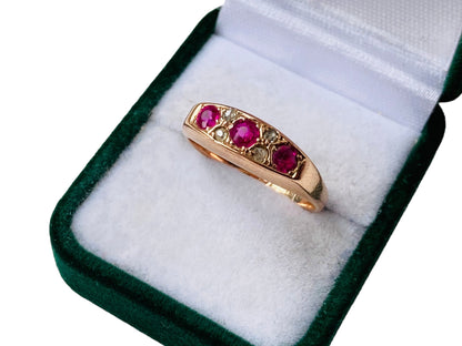 Antique 9ct Gold Ruby & Diamond Ring