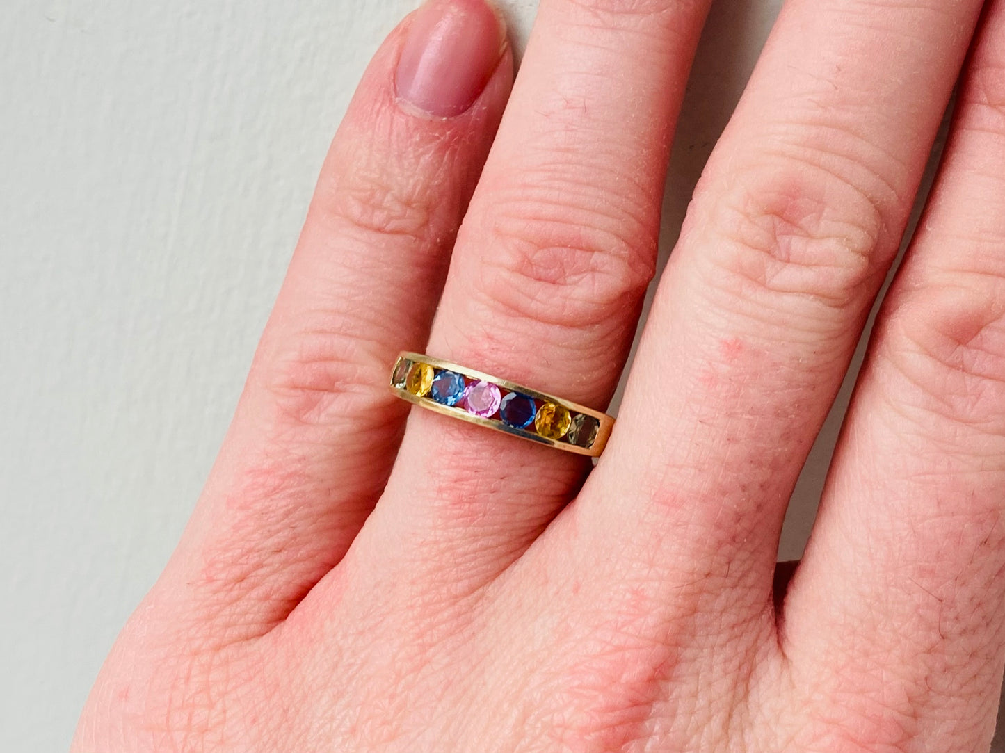 9ct Gold Multi Sapphire Half Eternity Ring