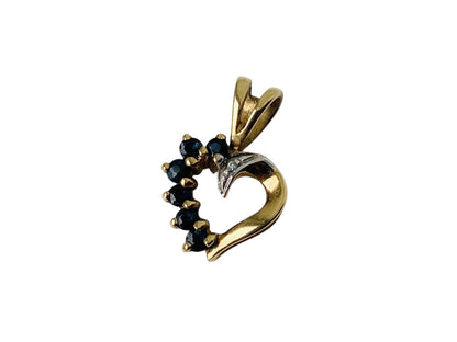 9ct Gold Sapphire & Diamond Heart Pendant