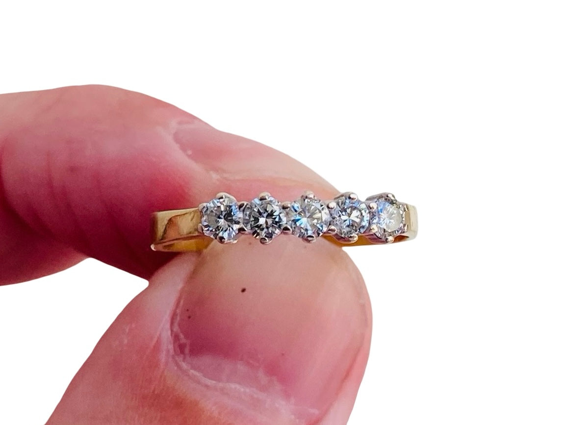 Vintage 18ct Gold Five-Stone Diamond Ring