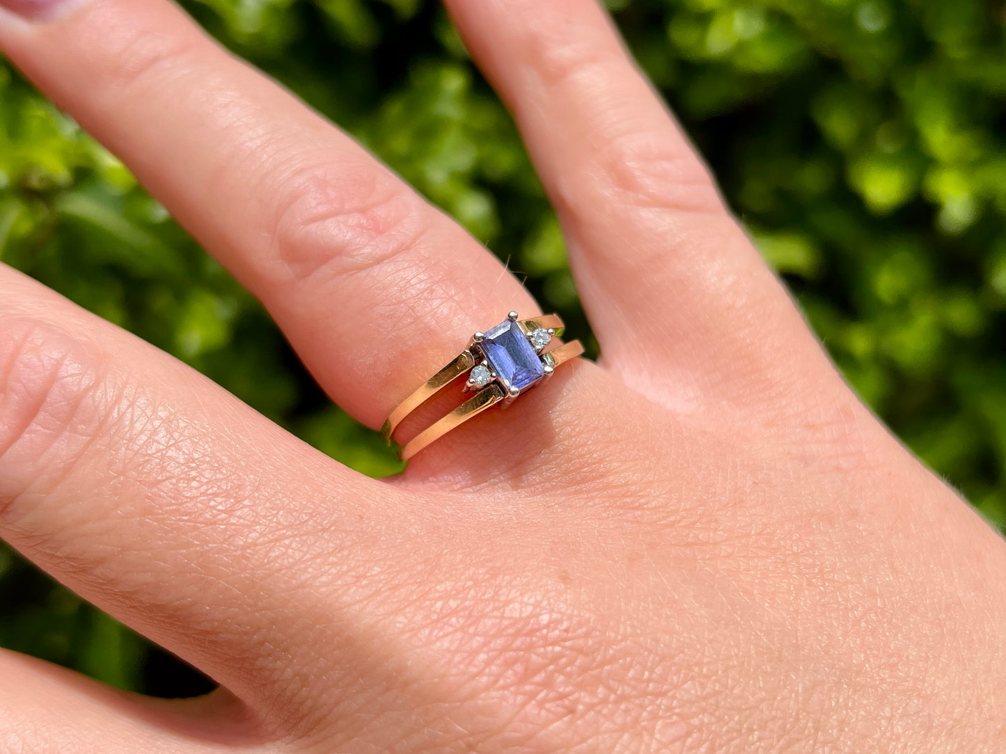 Vintage 18ct Gold Sapphire & Tanzanite Flip Ring